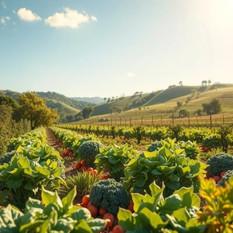 A serene Mediterranean landscape showcasing thriving olive trees under the sun.