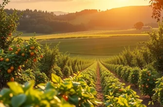 A vibrant and lush landscape filled with colorful fruits and vegetables.