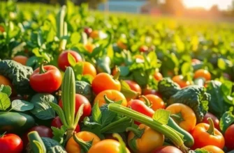 A vibrant landscape of healthy produce in a sunlit field.