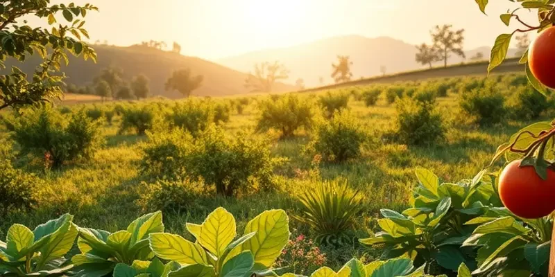 A picturesque harvest of fresh organic fruits and vegetables.