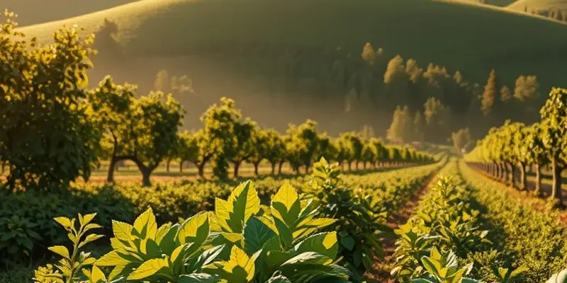 A vibrant sunlit field showcasing fresh fruits and vegetables, highlighting nutrition.