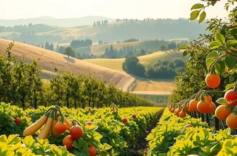 A beautiful lush field filled with organic fruits and vegetables representing healthy, immune-boosting diets.