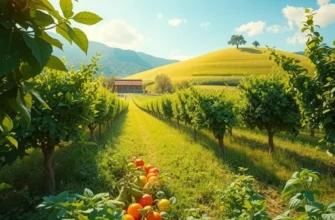 A peaceful orchard under soft sunlight, representing the essence of healthy snacks.