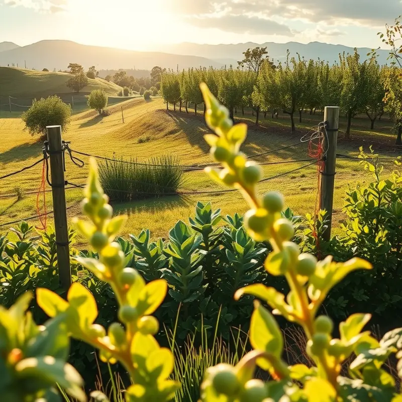 A vibrant orchard representing the abundance of communal feasts.