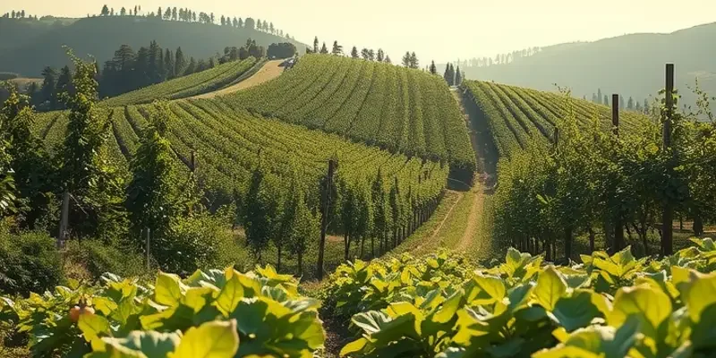 A beautiful garden scene featuring a variety of fresh herbs surrounded by greenery.