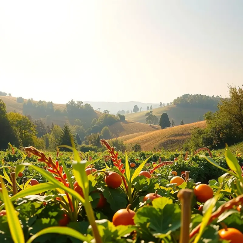 A serene landscape showcasing the abundance of healthy foods.