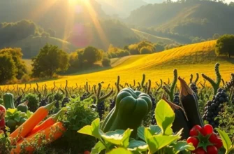 A flourishing natural landscape filled with healthy produce demonstrating the essence of hydration.