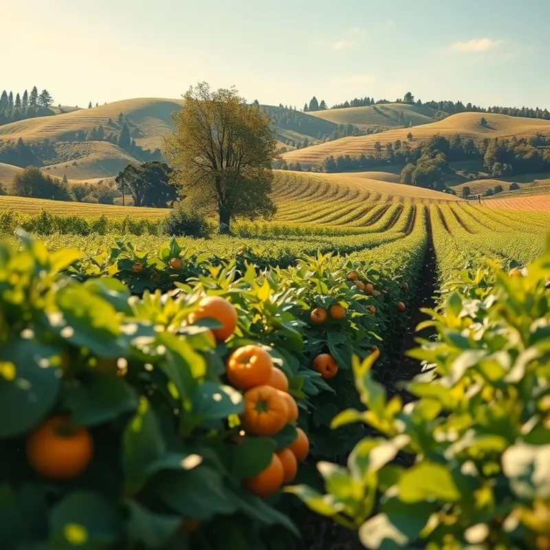 A sunlit natural scene representing organic produce, emphasizing health and vitality.