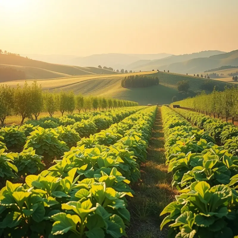 A sunny landscape showcasing fresh vegetables and legumes that represent natural cooking alternatives.