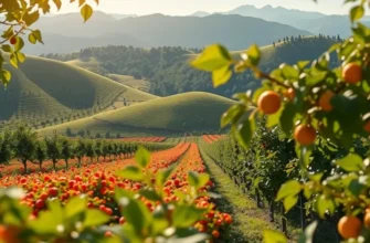 A scenic view of a field filled with fresh vegetables and fruits, symbolizing healthy nutrition.