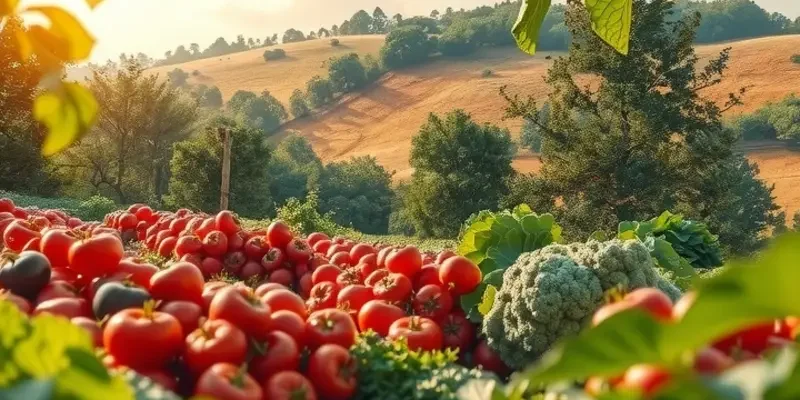 A lush green field abundant with fresh produce symbolizing healthy living.