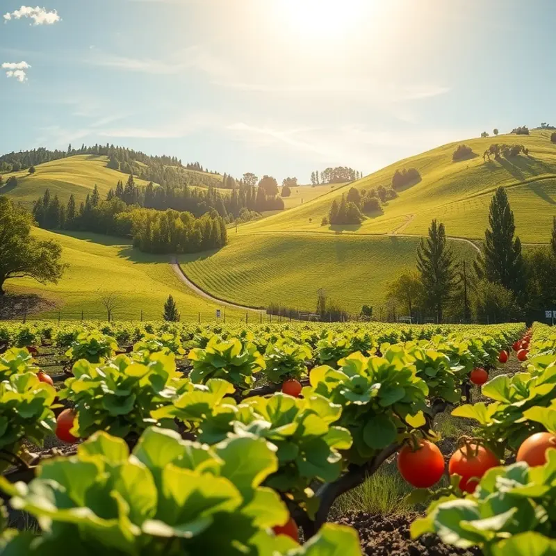 A vibrant sunlit orchard showcasing fresh, organic produce.
