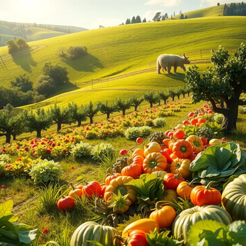 A serene sunlit field representing freshness and abundance.
