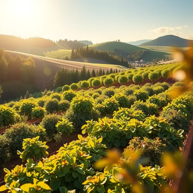 A sunlit field brimming with organic produce representing the essence of spice blending.