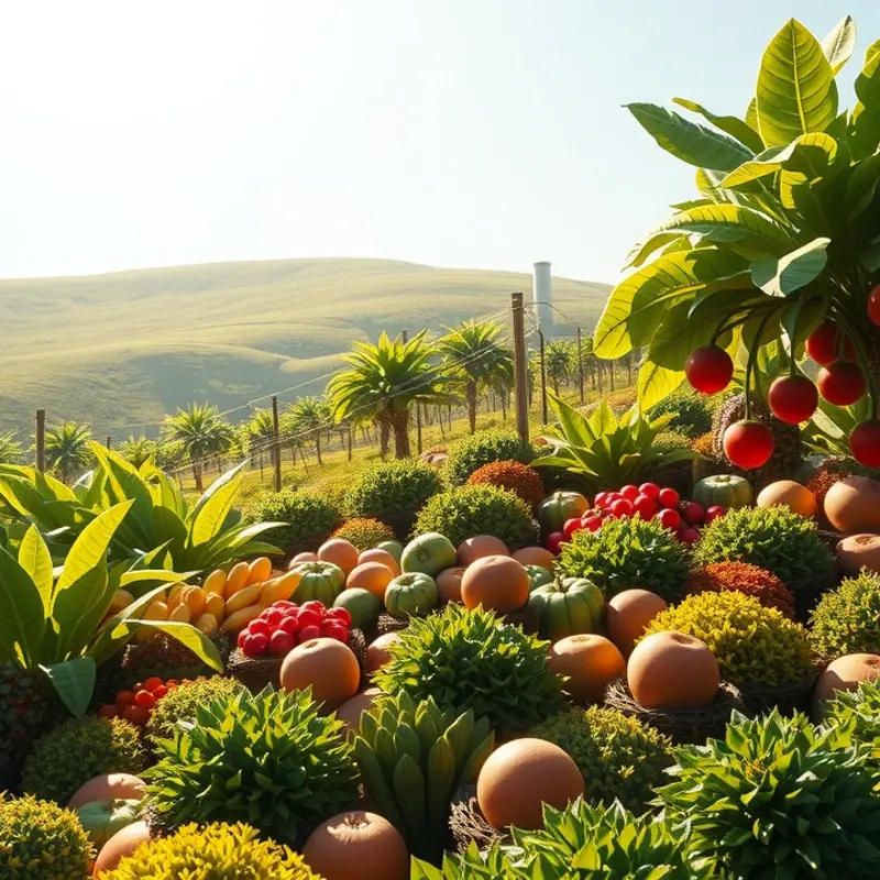 A sunlit field showcasing vibrant, organic produce.