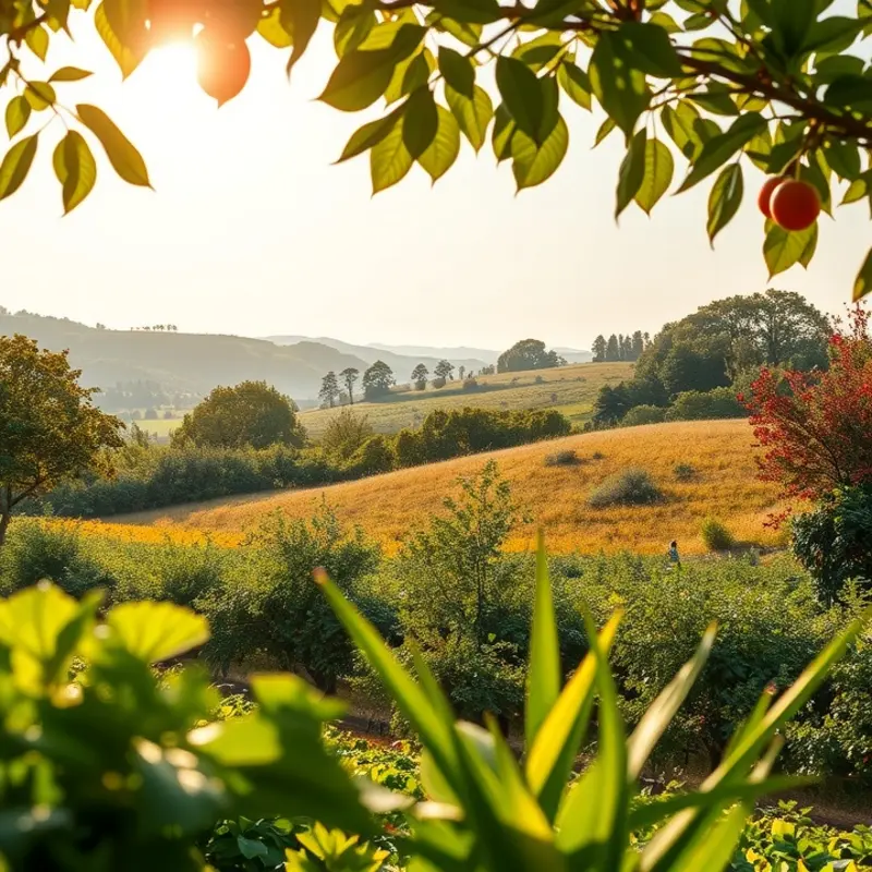 A sunlit field showcasing the vibrant colors of fresh produce.