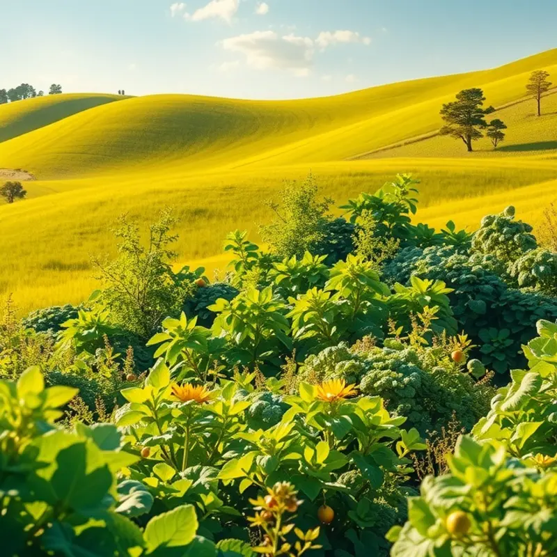 An organic landscape showcasing the beauty of nature’s bounty, representing ingredients commonly found in margarine.