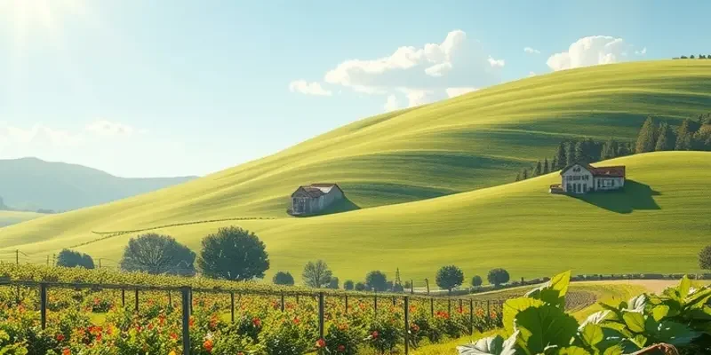A scenic landscape filled with organic vegetables, representing the abundance of nature