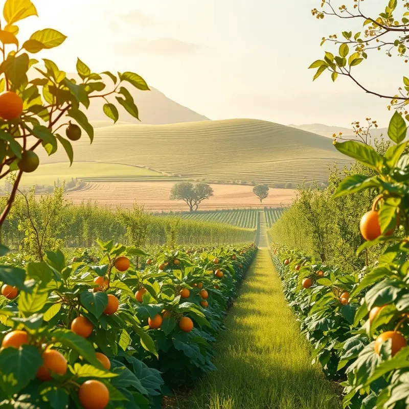 A vibrant field abundant with fresh vegetables and fruits, representing the essence of meal prep.
