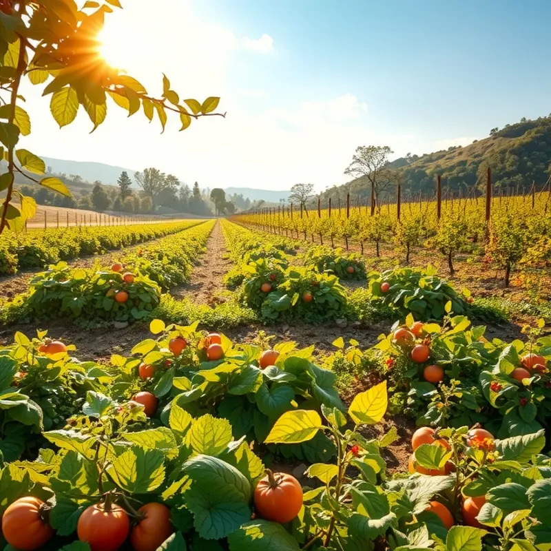 A serene Mediterranean landscape showcasing thriving olive trees under the sun.