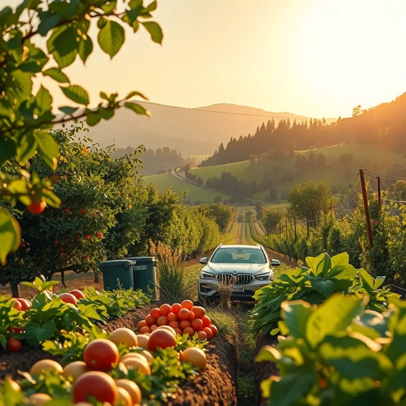 A serene sunlit field showcasing vibrant organic produce.