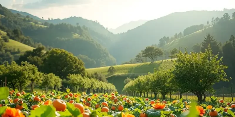 A picturesque field with natural produce reflecting the abundance of healthy nutrition.