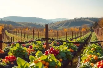A bright and fresh landscape of healthy organic produce in a sunlit field.