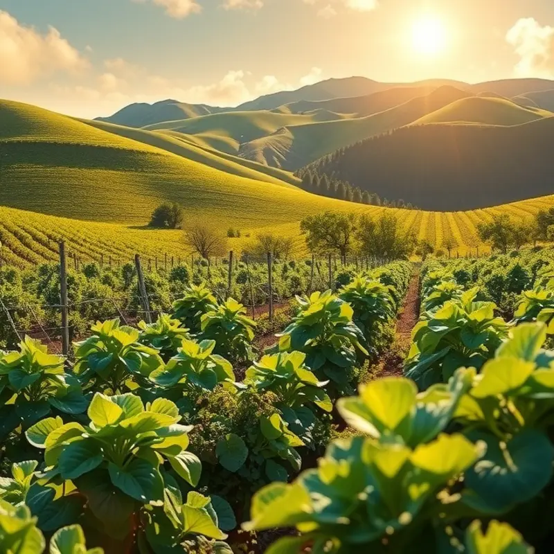 A sunlit natural scene representing organic produce, emphasizing health and vitality.