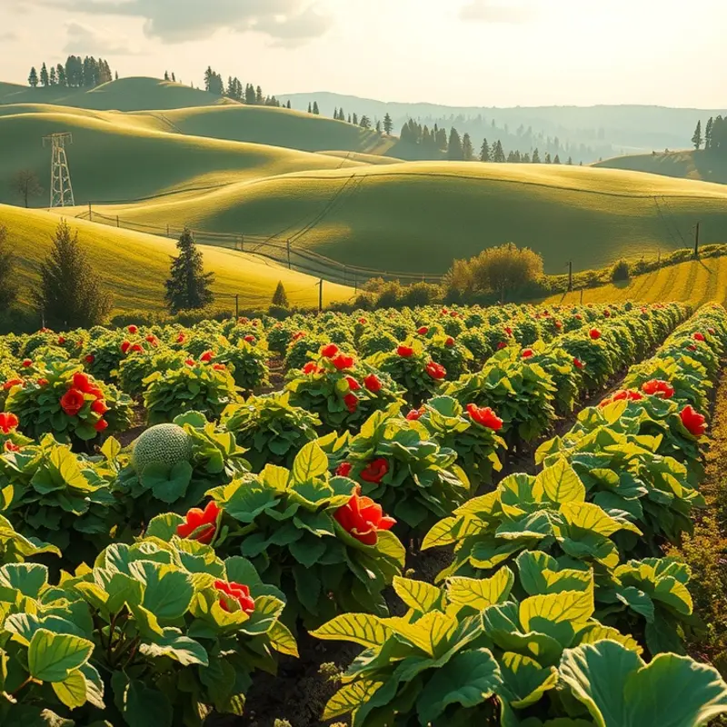 A sunlit orchard showcasing a bountiful harvest of organic vegetables.
