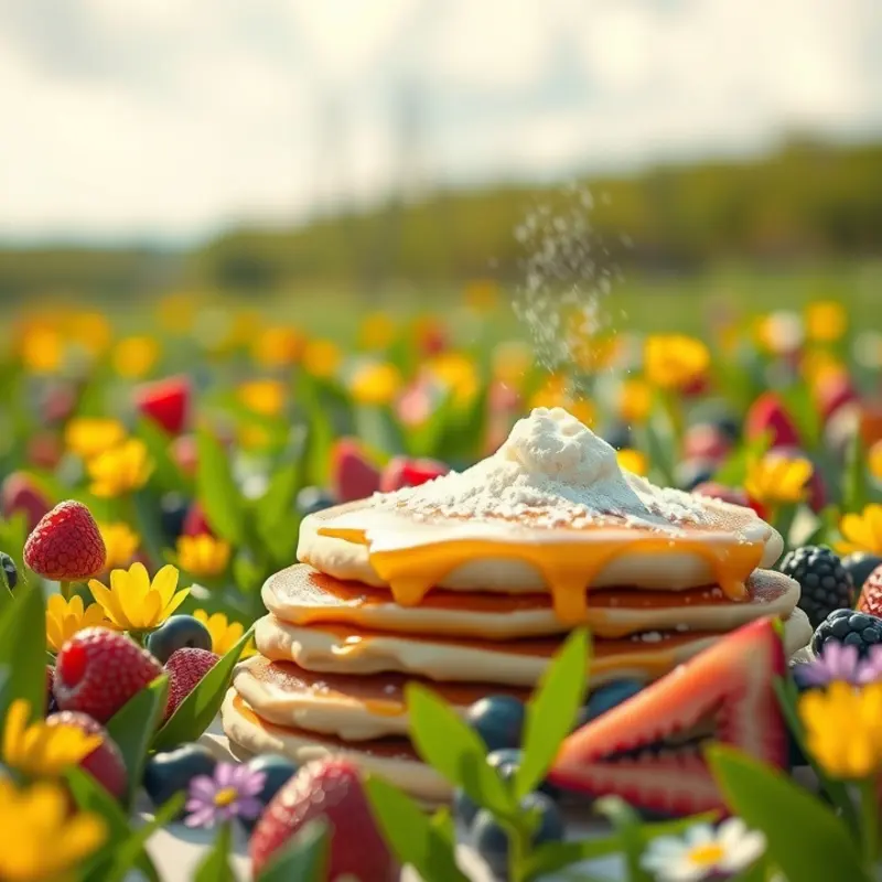 A scenic view of natural ingredients ideal for pancake batter.