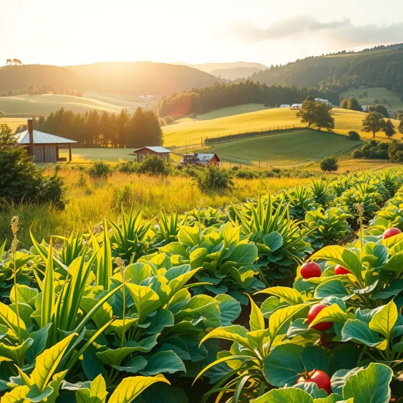 A lush organic landscape showcasing the beauty of sustainable produce.