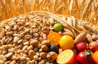 A sunlit field filled with diverse nuts and grains, symbolizing the natural ingredients for nut milks.