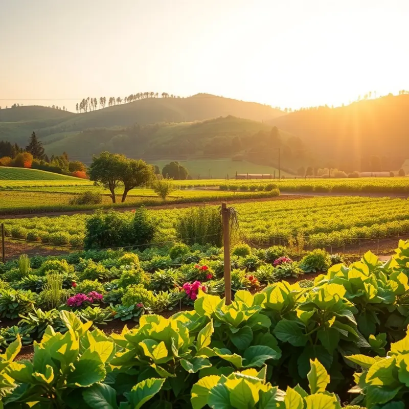 A vibrant selection of fruits and vegetables growing naturally.