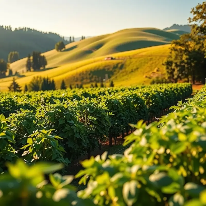 A natural landscape filled with vibrant fruits and vegetables, symbolizing the benefits of whole foods for hormonal balance.
