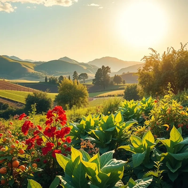 A vibrant landscape showcasing healthy nutrition in a natural setting.