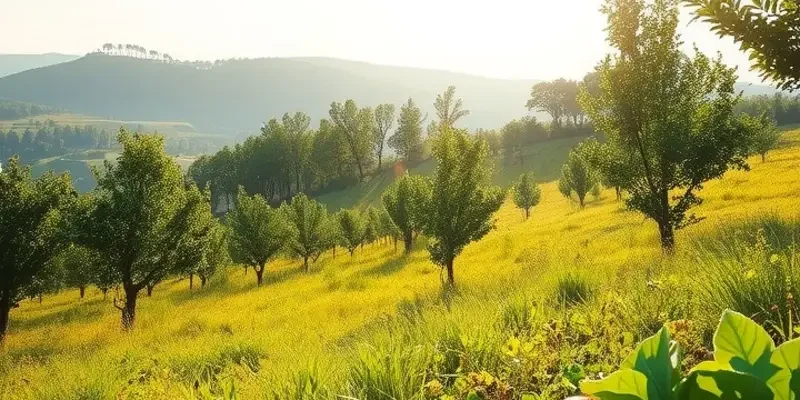 A beautiful sunlit field showcasing an array of fresh produce, symbolizing healthy nutrition for tissue repair.