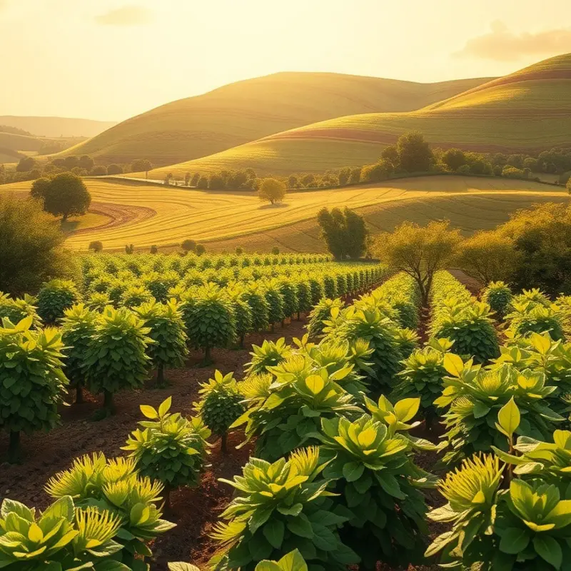 A sunlit orchard representing the natural sources of olive oil’s rich nutrients.