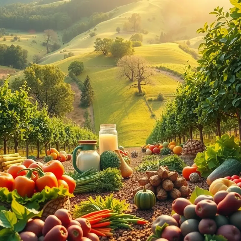 A bright field showcasing vibrant vegetables and fruits.