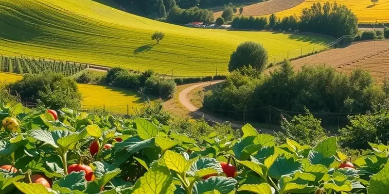A lush landscape filled with organic produce and colorful vegetables.
