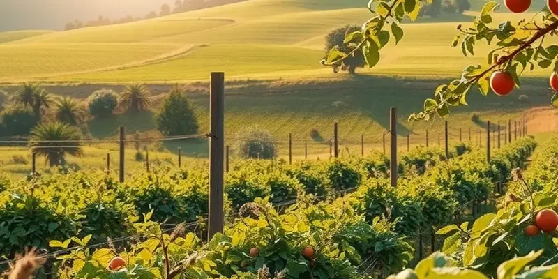 A scenic landscape showcasing a thriving field of organic produce that represents nourishment and emotional well-being.