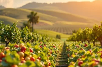 A picturesque scene of a natural garden displaying vibrant vegetables and fruits.