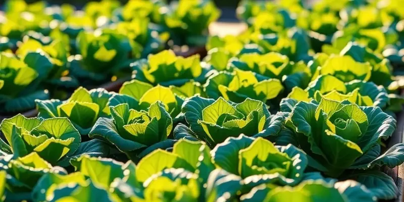 A beautiful sunny field filled with an array of organic vegetables and fruits.