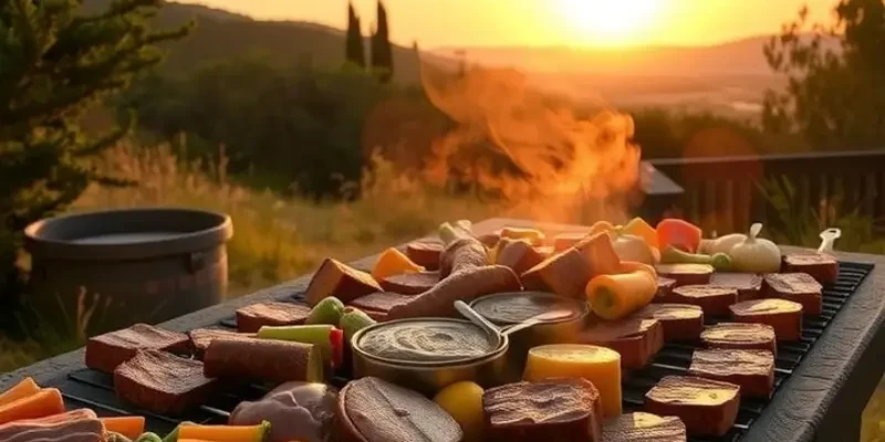 A sunny field filled with colorful vegetables and fruits, symbolizing organic freshness.