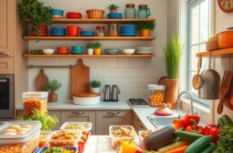 A vibrant, sunlit orchard filled with healthy vegetables and fruits surrounded by lush greenery.