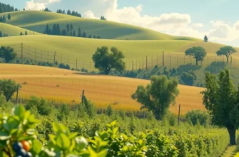 Photorealistic depiction of a sunlit field filled with various fruits and vegetables, evoking a sense of freshness and natural abundance.
