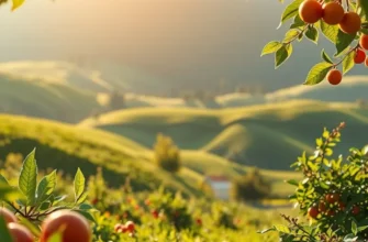 A beautiful orchard filled with thriving organic produce, capturing the essence of natural nutrition.