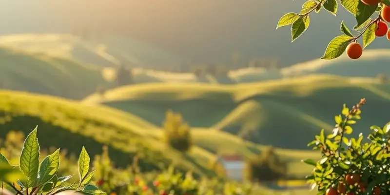 A beautiful orchard filled with thriving organic produce, capturing the essence of natural nutrition.