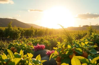 An expansive view of an organic landscape filled with vibrant fruits and vegetables.