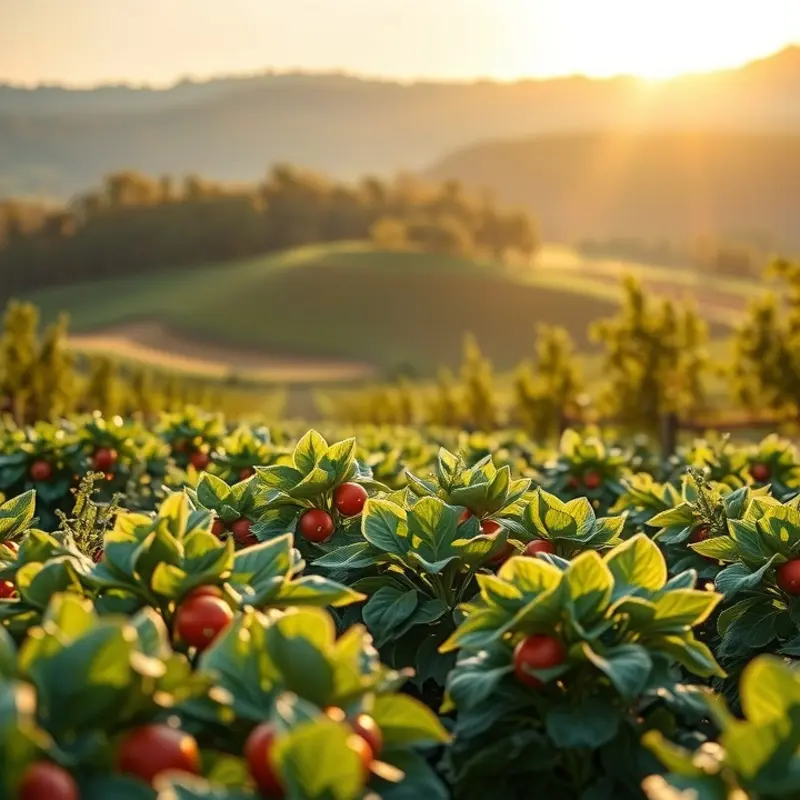 A sunlit landscape portraying the harmony between nature and nutrition.