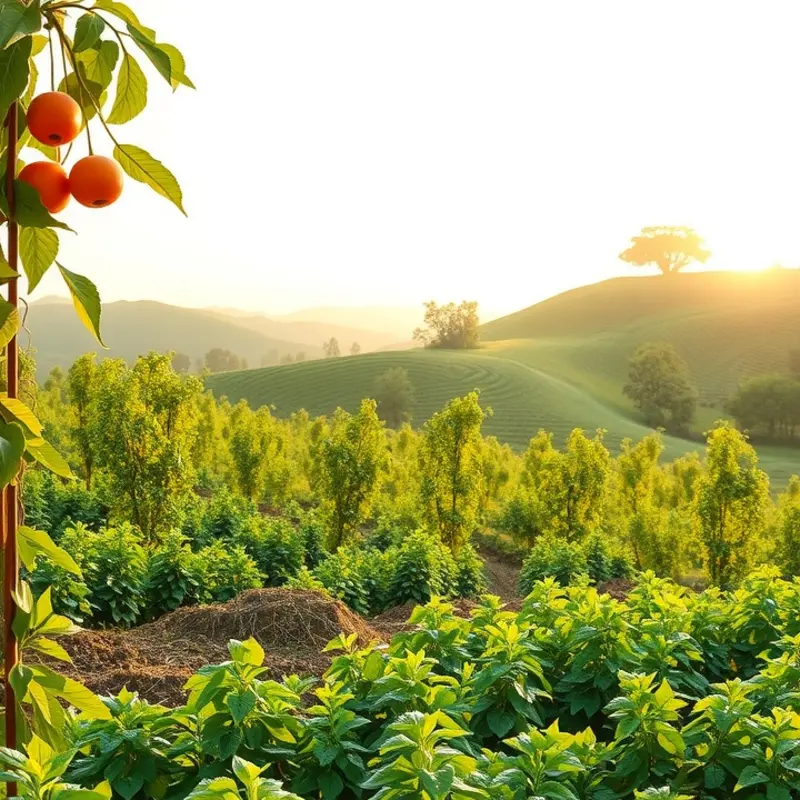 A sunlit field rich with vibrant produce, emphasizing nature’s abundance.